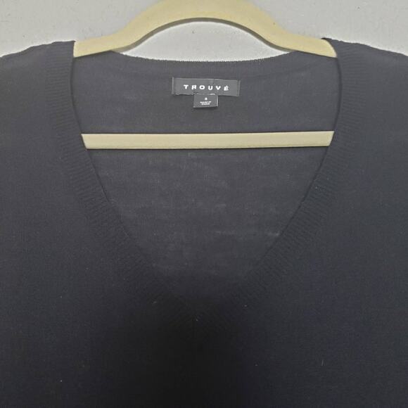 Trouve Sheer Layering V Neck Tee - S - Picture 3 of 6